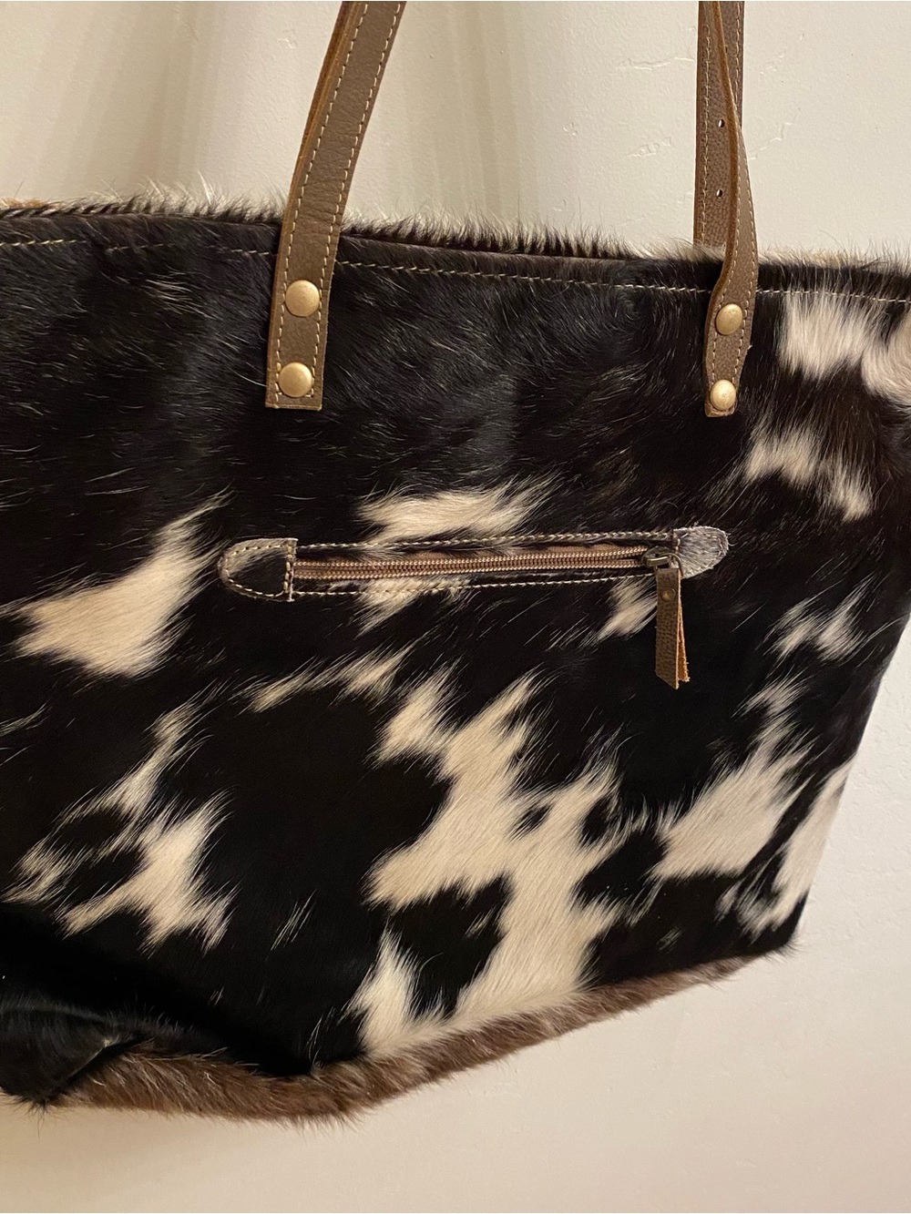 Myra Bags Large Cowhide Leather Tote Multicolor Patchwork 15x14x3.5-inches boho - Picture 2 of 9